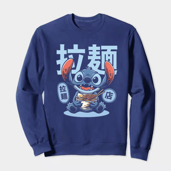 Japanese Stitch Eating Ramen Cute Anime Crewneck Sweatshirt