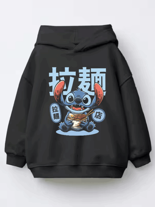 Japanese Stitch Eating Ramen Cute Anime Kids Hoodie