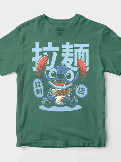 Japanese Stitch Eating Ramen Cute Anime Unisex T-Shirt