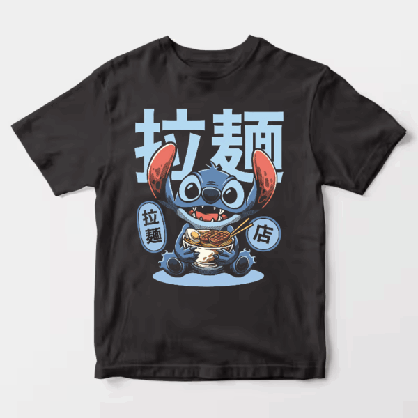 Japanese Stitch Eating Ramen Cute Anime Unisex T-Shirt