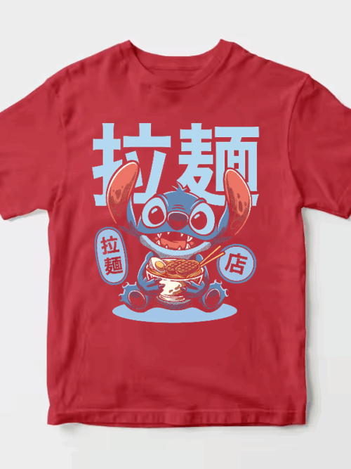 Japanese Stitch Eating Ramen Cute Anime Unisex T-Shirt