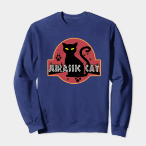 Jurassic Black Cat Prehistoric Pounce Mode Crewneck Sweatshirt