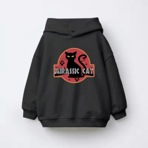 Jurassic Black Cat Prehistoric Pounce Mode Kids Hoodie