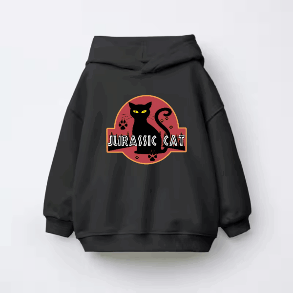 Jurassic Black Cat Prehistoric Pounce Mode Kids Hoodie