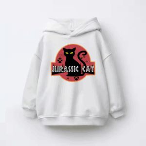 Jurassic Black Cat Prehistoric Pounce Mode Kids Hoodie