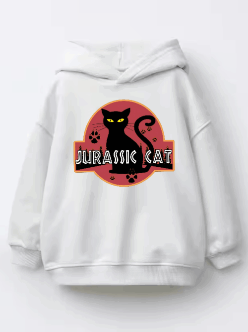 Jurassic Black Cat Prehistoric Pounce Mode Kids Hoodie