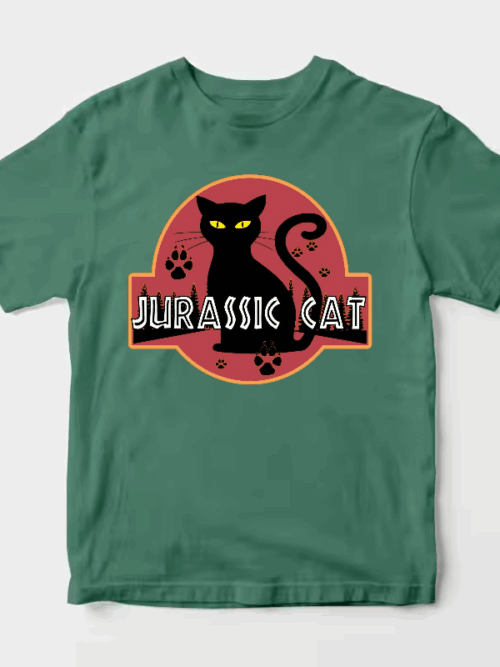 Jurassic Black Cat Prehistoric Pounce Mode Unisex T-Shirt