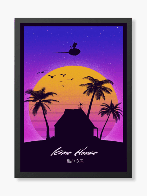 Kame House Dragon Ball Neon Island Vibes Poster