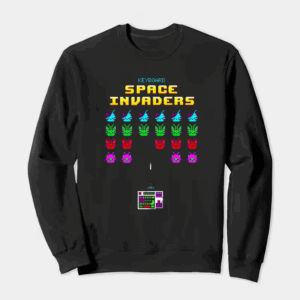 Keyboard Space Invaders Retro Gaming Crewneck Sweatshirt