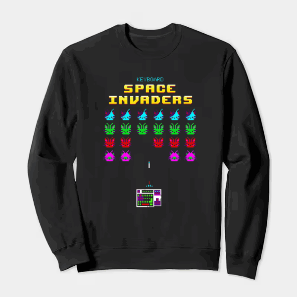 Keyboard Space Invaders Retro Gaming Crewneck Sweatshirt