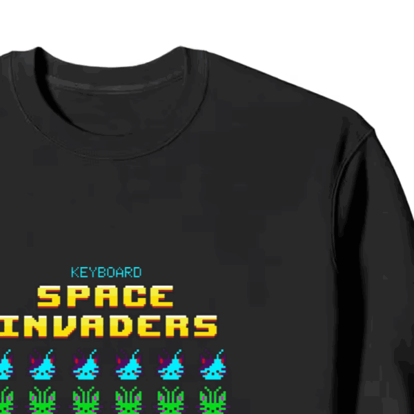 Keyboard Space Invaders Retro Gaming Crewneck Sweatshirt