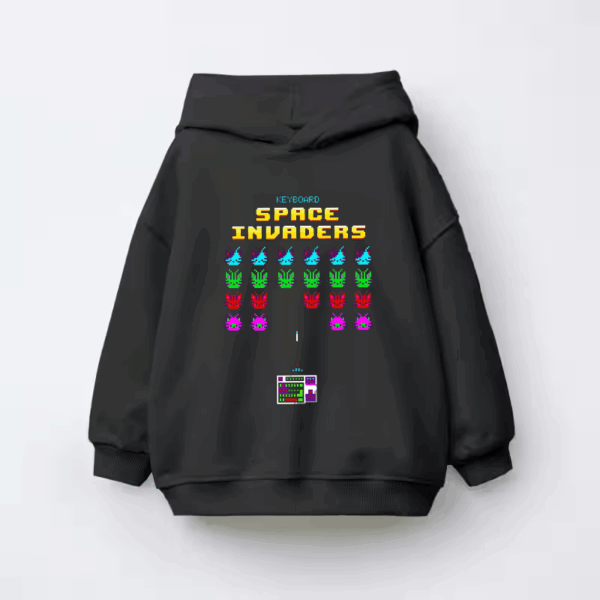 Keyboard Space Invaders Retro Gaming Kids Hoodie
