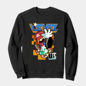 Level Up Super Mario Retro Gaming Adventure Crewneck Sweatshirt