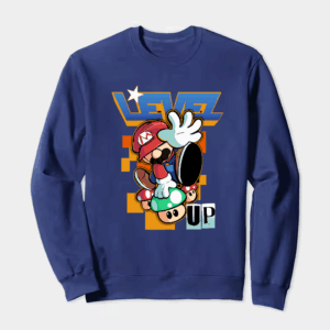 Level Up Super Mario Retro Gaming Adventure Crewneck Sweatshirt