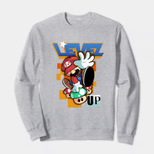 Level Up Super Mario Retro Gaming Adventure Crewneck Sweatshirt