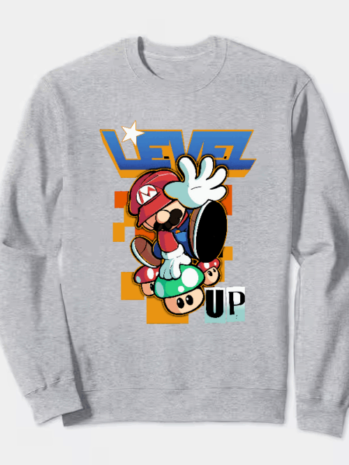 Level Up Super Mario Retro Gaming Adventure Crewneck Sweatshirt