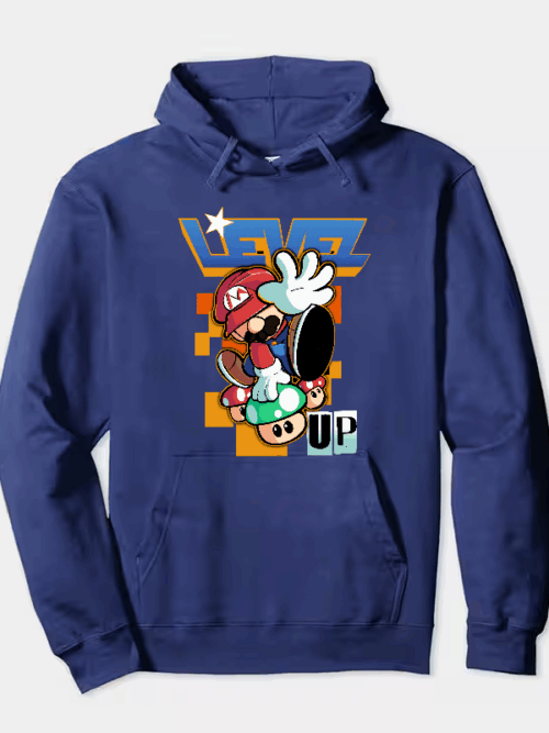 Level Up Super Mario Retro Gaming Adventure Hoodie