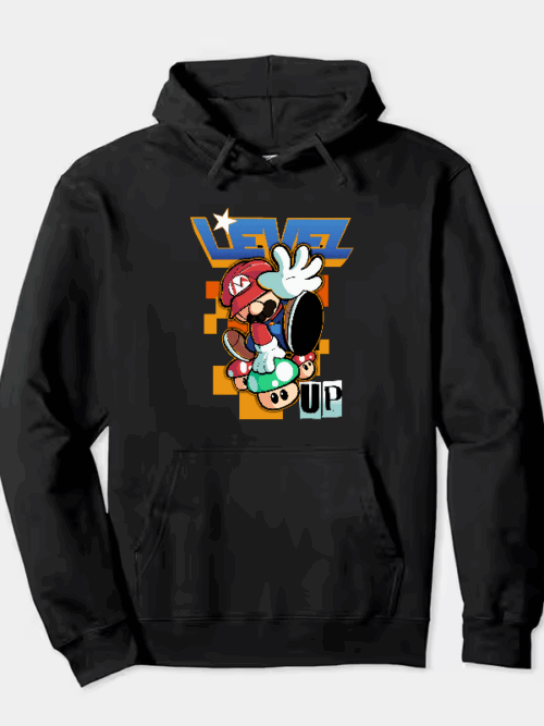 Level Up Super Mario Retro Gaming Adventure Hoodie