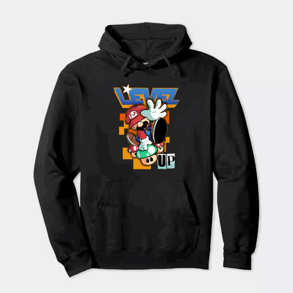 Level Up Super Mario Retro Gaming Adventure Hoodie