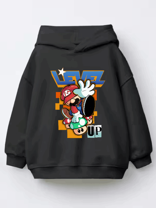 Level Up Super Mario Retro Gaming Adventure Kids Hoodie