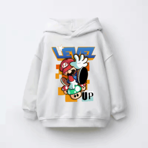 Level Up Super Mario Retro Gaming Adventure Kids Hoodie