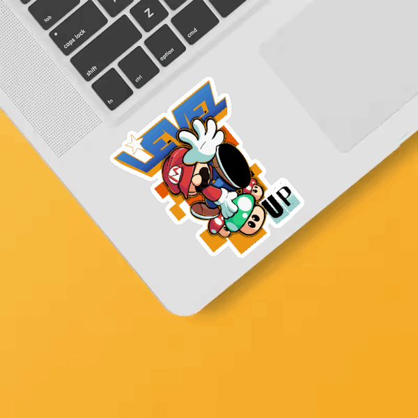 Level Up Super Mario Retro Gaming Adventure Sticker