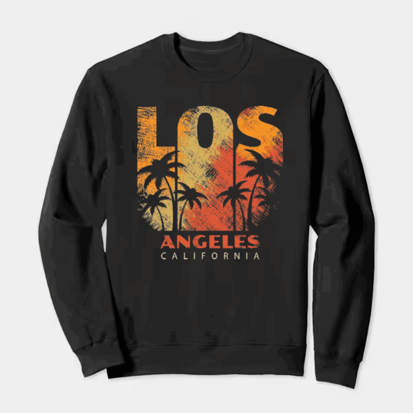 Los Angeles Sunset Vibes 80s City Crewneck Sweatshirt