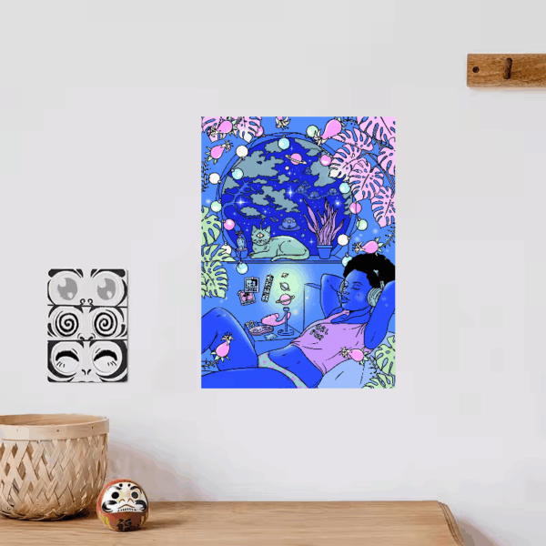 Lost in Space Dreams Blue Neon Girl Poster