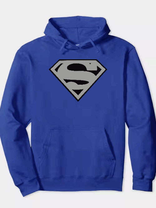 Man of Steel Silver Superman Emblem Hoodie