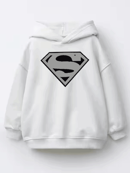 Man of Steel Silver Superman Emblem Kids Hoodie