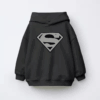 Man of Steel Silver Superman Emblem Kids Hoodie