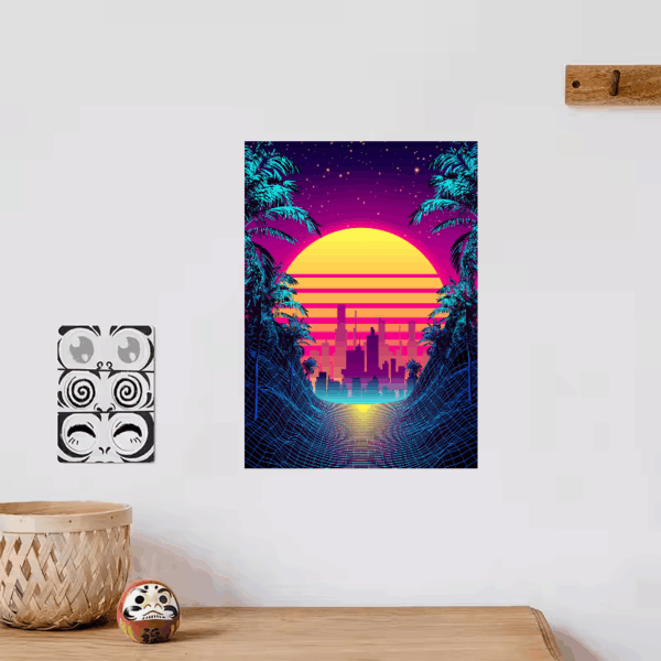 Miami Dreamscape Retro Wave City Lights Poster