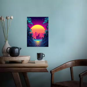 Miami Dreamscape Retro Wave City Lights Poster