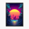 Miami Dreamscape Retro Wave City Lights Poster