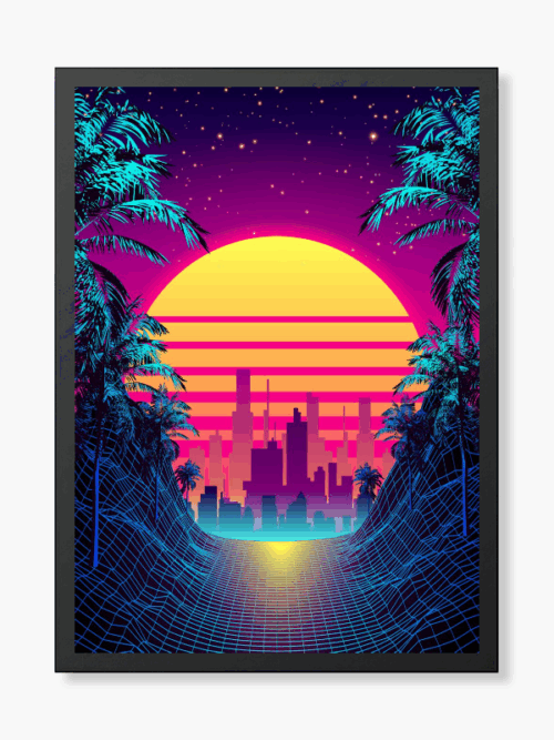 Miami Dreamscape Retro Wave City Lights Poster