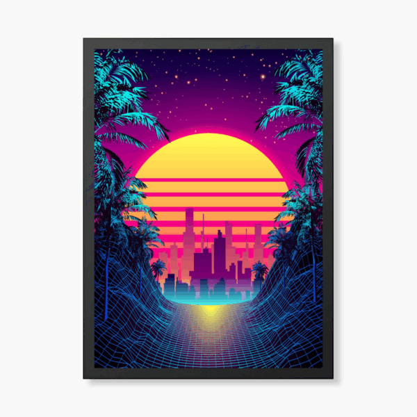 Miami Dreamscape Retro Wave City Lights Poster