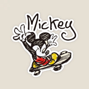 Mickey Mouse Skating Retro Fun Cartoon Artwork Sticker
