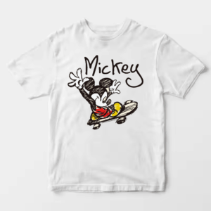 Mickey Mouse Skating Retro Fun Cartoon Artwork Unisex T-Shirt