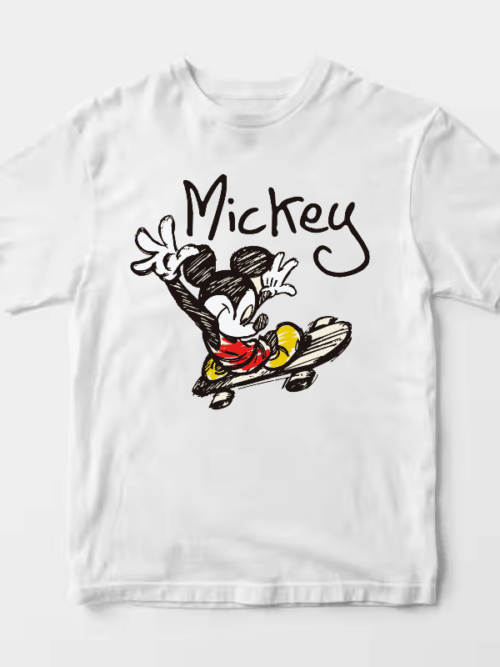 Mickey Mouse Skating Retro Fun Cartoon Artwork Unisex T-Shirt