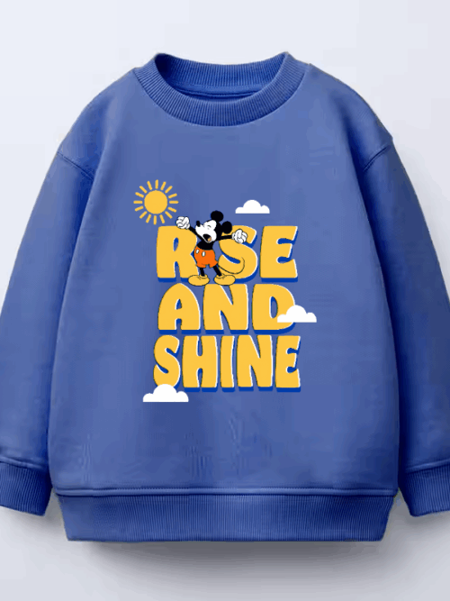 Mickey Says Good Morning World Crewneck Sweatshirt