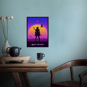 Mikasa Ackerman Synthwave Warrior Attack on Titan Poster
