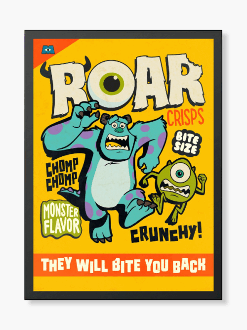 Mike and Sully Roar Retro Monsters University Poster Poster