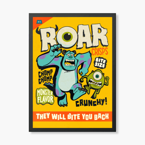 Mike and Sully Roar Retro Monsters University Poster Poster