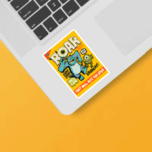 Mike and Sully Roar Retro Monsters University Poster Sticker