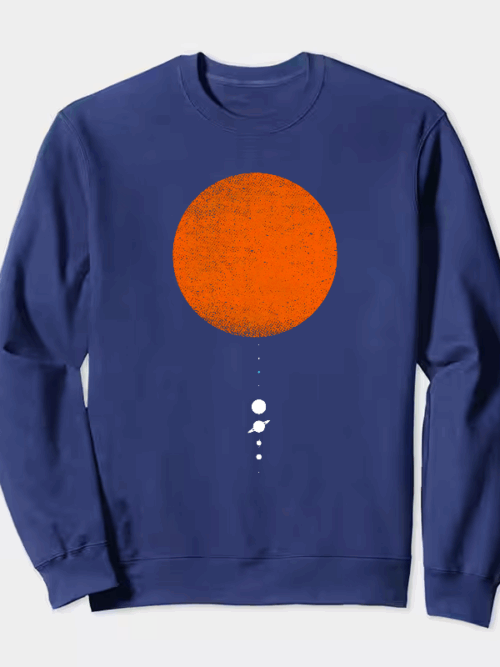 Minimal Solar System Modern Space Crewneck Sweatshirt