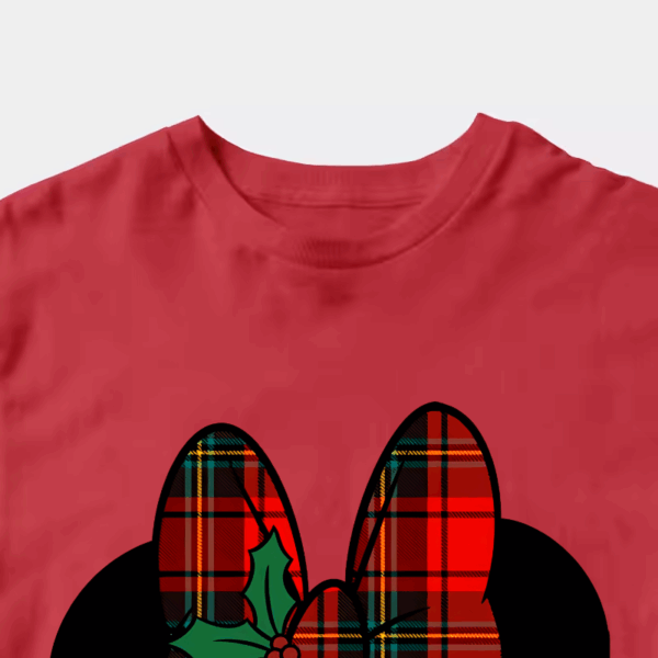 Men’s Minnie Mouse Christmas Bow – Holly Plaid Disney Holiday Unisex T-Shirt
