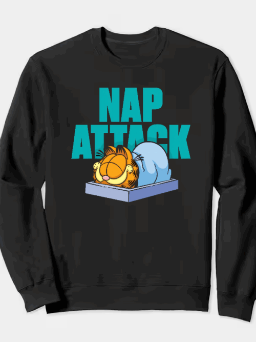 Nap Attack Garfield in Sleep Mode Activated Crewneck Sweatshirt