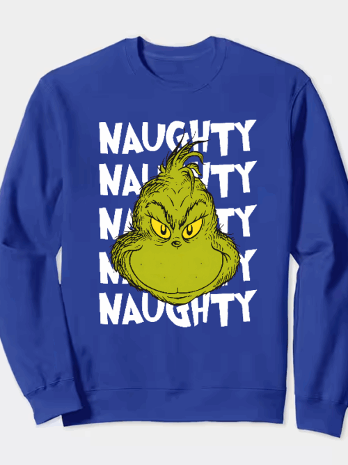 Naughty Grinch Vibes – Dr. Seuss Mischief Holiday Crewneck Sweatshirt