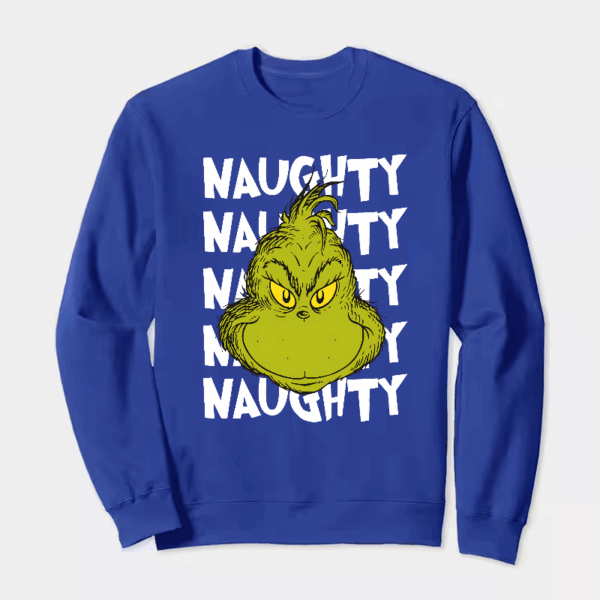 Naughty Grinch Vibes – Dr. Seuss Mischief Holiday Crewneck Sweatshirt