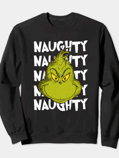Naughty Grinch Vibes – Dr. Seuss Mischief Holiday Crewneck Sweatshirt